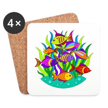 Fischschwarm in Algen - Untersetzer (4er-Set) - Weiß - Vorne