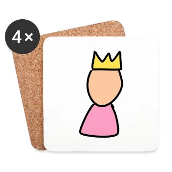 Symbole de la couronne de la princesse reine - Dessous de verre (lot de 4) - blanc - Devant