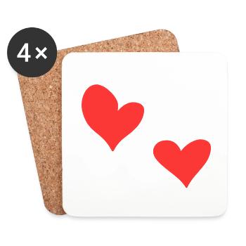 zwei Herzen Herz Symbol Liebe rot - Untersetzer (4er-Set) - Weiß - Vorne