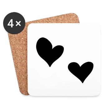 zwei Herzen Herz Symbol Liebe - Untersetzer (4er-Set) - Weiß - Vorne