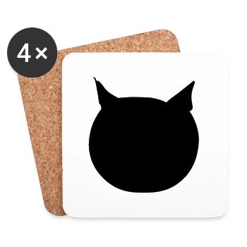 Cat head animal icon cartoon - Coasters (set of 4) - white - Front