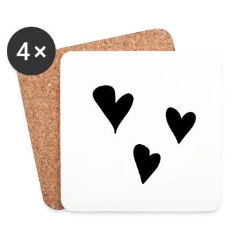 drei Herzen Herz symbol Liebe - Untersetzer (4er-Set) - Weiß - Vorne