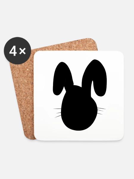 Hase Tier Symbol Tiere - Untersetzer (4er-Set) - Weiß