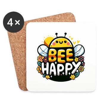 Abeille Heureuse Biene - Dessous de verre (lot de 4) - blanc - Devant