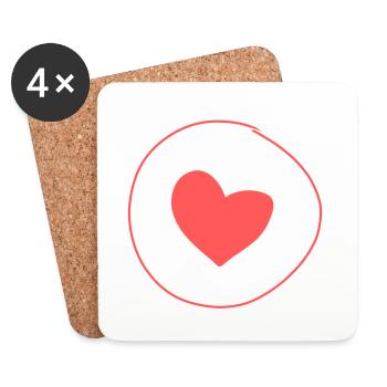 Coeur, Cercle, Symbole, Forme, Amour, Rouge - Dessous de verre (lot de 4) - blanc - Devant