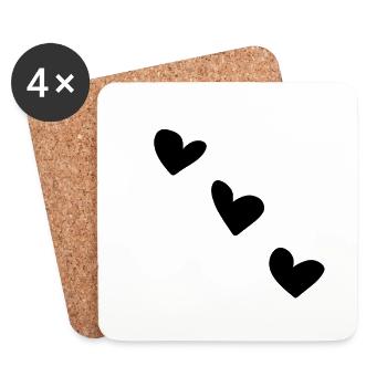 Herz Herzen drei Liebe - Untersetzer (4er-Set) - Weiß - Vorne