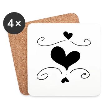 Forme de symbole d’amour de cœur - Dessous de verre (lot de 4) - blanc - Devant