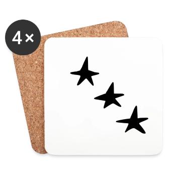 Formes Trois étoiles étoile Icône - Dessous de verre (lot de 4) - blanc - Devant