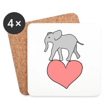 Elefant Symbol Tier Tiere herz - Untersetzer (4er-Set) - Weiß - Vorne