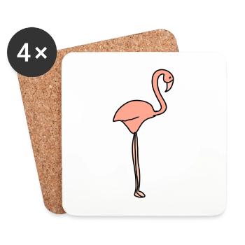 Flamingo Animal Symbol Pink - Coasters (set of 4) - white - Front