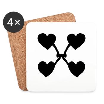 Hearts Heart Bow Symbol Love Shape - Coasters (set of 4) - white - Front