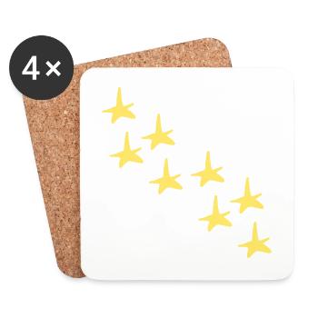 Étoiles étoiles jaunes motif formes de symboles - Dessous de verre (lot de 4) - blanc - Devant