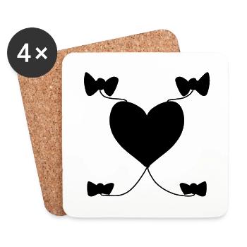 Heart Bow Pattern Shapes Shapes - Coasters (set of 4) - white - Front
