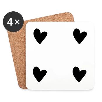 Heart Four Hearts Pattern Symbol Love - Coasters (set of 4) - white - Front