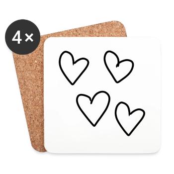 Love Four Hearts Heart Pattern Symbol - Coasters (set of 4) - white - Front