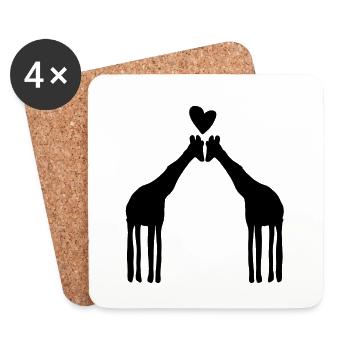 Giraffe Animal Symbol Love Giraffes Animals Heart - Coasters (set of 4) - white - Front