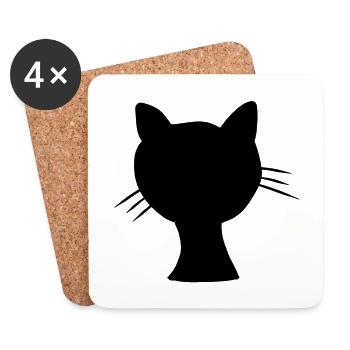 Cat Animal Icon Head Pet Animals - Coasters (set of 4) - white - Front
