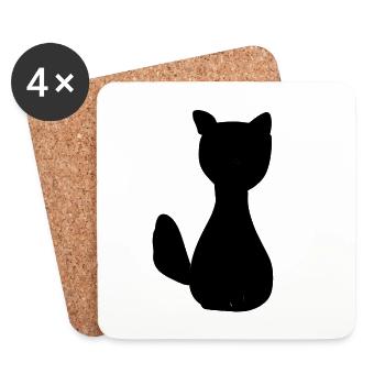 Symbole animal chien animaux animaux de compagnie - Dessous de verre (lot de 4) - blanc - Devant
