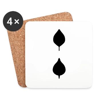zwei Blätter blatt natur - Untersetzer (4er-Set) - Weiß - Vorne