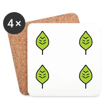 four leaves leaf green nature pattern - Coasters (set of 4) - white - Front