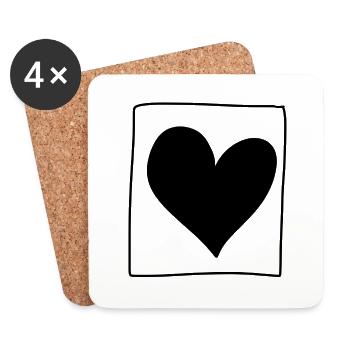 herz quadrat liebe form - Untersetzer (4er-Set) - Weiß - Vorne