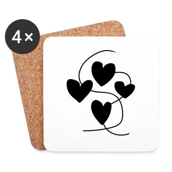 Two Hearts Heart Love Lines Line - Coasters (set of 4) - white - Front