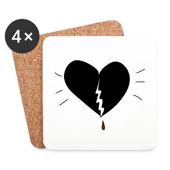 heart broken pain pain - Coasters (set of 4) - white - Front