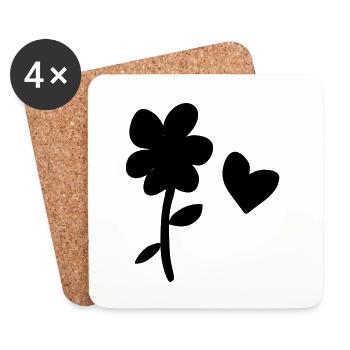 blume symbol natur pflanze herz liebe - Untersetzer (4er-Set) - Weiß - Vorne