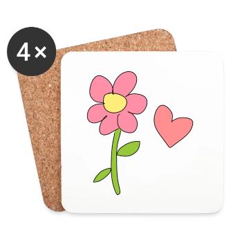 flower symbol nature plant heart - Coasters (set of 4) - white - Front