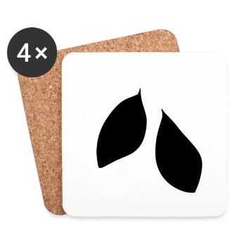 Two Leaves Leaf Icon Shapes - Coasters (set of 4) - white - Front