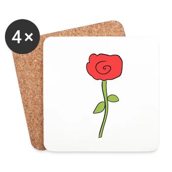 pflanze blume rose symbol rosa - Untersetzer (4er-Set) - Weiß - Vorne