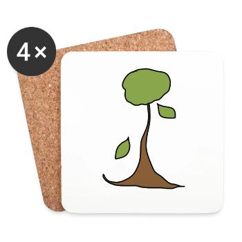 tree plant symbol nature shape - Coasters (set of 4) - white - Front