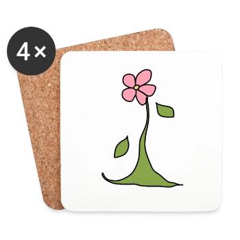 Flower, plant, symbol, nature, pink shape - Coasters (set of 4) - white - Front