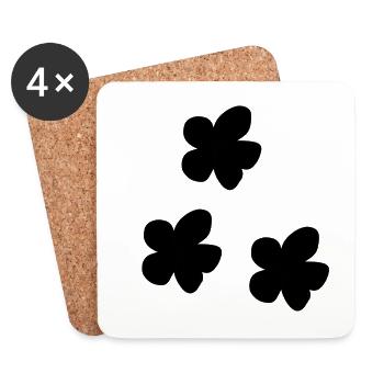 three flowers flower symbol plant nature - Coasters (set of 4) - white - Front