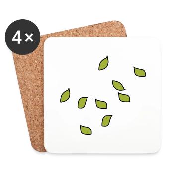 green leaves leaf pattern plants nature - Coasters (set of 4) - white - Front