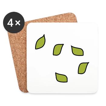 Arbre à motif de feuilles vertes - Dessous de verre (lot de 4) - blanc - Devant
