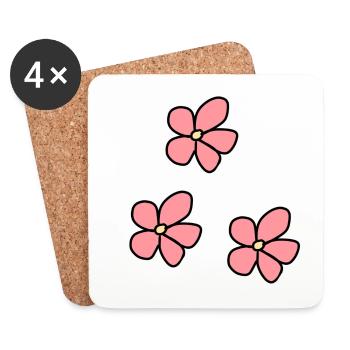 Trois fleurs fleur rose plante symbole nature - Dessous de verre (lot de 4) - blanc - Devant
