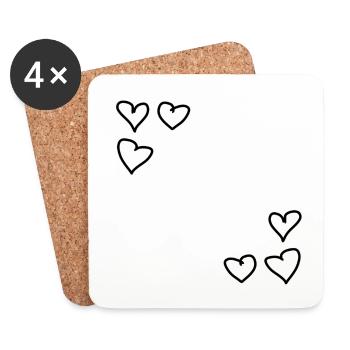 Formes de cadre à motif de coeurs Amour de cœur - Dessous de verre (lot de 4) - blanc - Devant