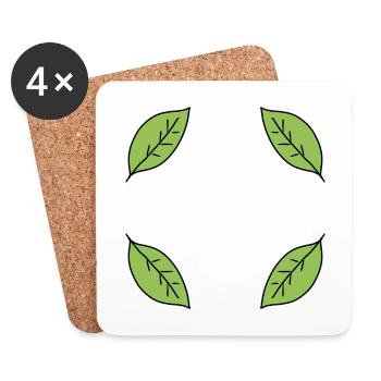Forme de cadre de feuille Feuilles Nature Vert - Dessous de verre (lot de 4) - blanc - Devant