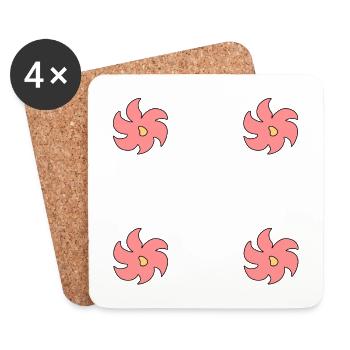 Flower Flowers Plant Symbol Pink Frame - Coasters (set of 4) - white - Front