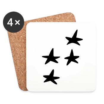 Motif Forme de symbole d’étoile à quatre étoiles - Dessous de verre (lot de 4) - blanc - Devant