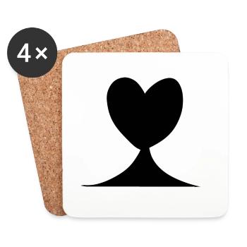 Forme du symbole d’amour en forme de cœur - Dessous de verre (lot de 4) - blanc - Devant
