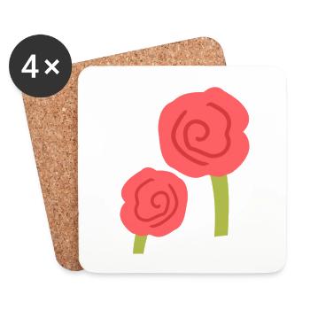Deux Roses Fleurs Fleur Rouge - Dessous de verre (lot de 4) - blanc - Devant