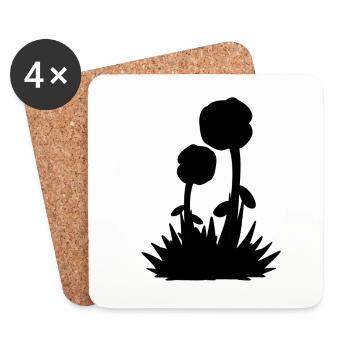 grass two flowers flower nature plant roses - Coasters (set of 4) - white - Front