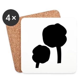 Two Roses Flower Flower Shape - Coasters (set of 4) - white - Front