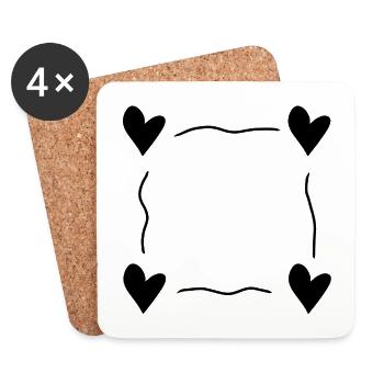 Coeur Quatre Coeurs Symbole Forme Cadre D’amour - Dessous de verre (lot de 4) - blanc - Devant