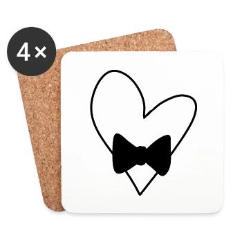 Heart Symbol Love Shape Bow - Coasters (set of 4) - white - Front
