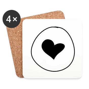 Heart Shape Circle Symbol - Coasters (set of 4) - white - Front