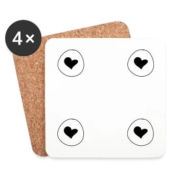 Coeur Quatre Coeurs En Forme Cercle Symbole Cadre - Dessous de verre (lot de 4) - blanc - Devant
