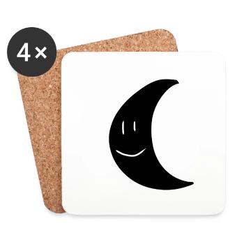 Moon Shape Planet Symbol Face - Coasters (set of 4) - white - Front